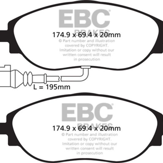 EBC DP42127R - EBCDP42127R - EBC 14-20 Audi S3 2.0 Turbo Yellowstuff Front Brake Pads - Shipped in Europe - Tuningsupply.com