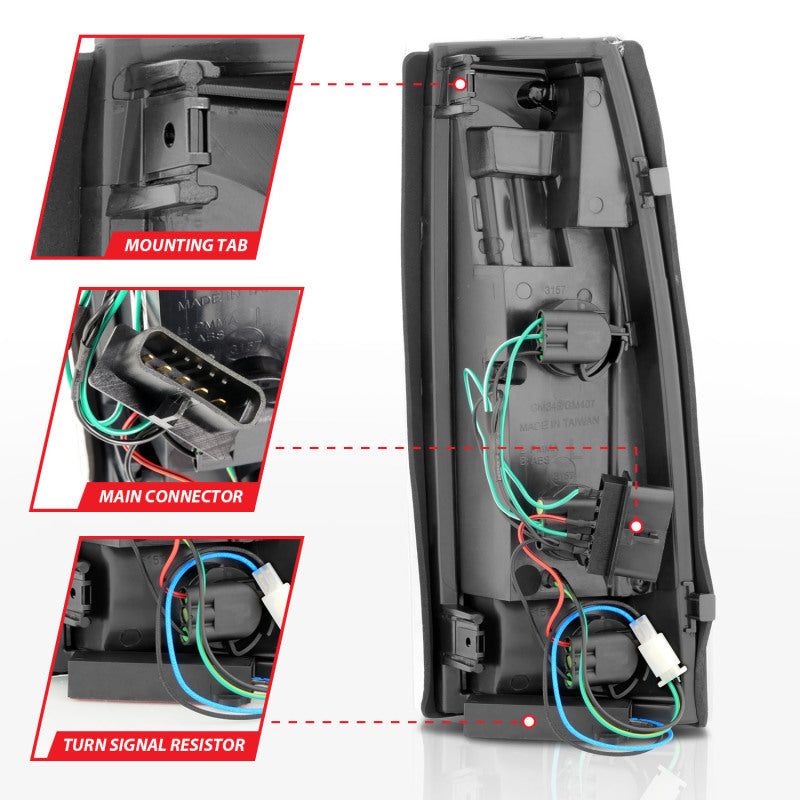 ANZO 311344 - ANZ311344 - ANZO 1999-2000 Cadillac Escalade LED Taillights Black Housing Clear Lens Pair - Shipped in Europe - Tuningsupply.com