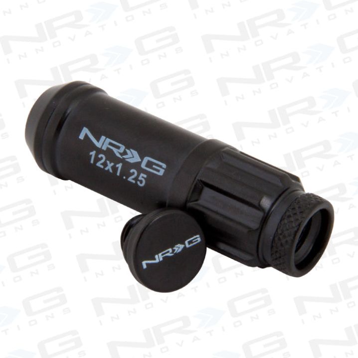 NRG LN-LS710BK-21 - NRGLN-LS710BK-21 - NRG 700 Series M12 X 1.25 Steel Lug Nut w/Dust Cap Cover Set 21 Pc w/Locks & Lock Socket - Black - Shipped in Europe - Tuningsupply.com