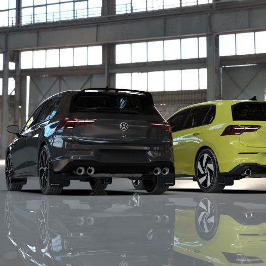 Rally Armor MF80-UR-BLK/GRY - RALMF80-UR-BLK/GRY - Rally Armor 22-25 VW MK8 Golf GTI/R Black UR Mud Flap w/Gray Logo - Shipped in Europe - Tuningsupply.com