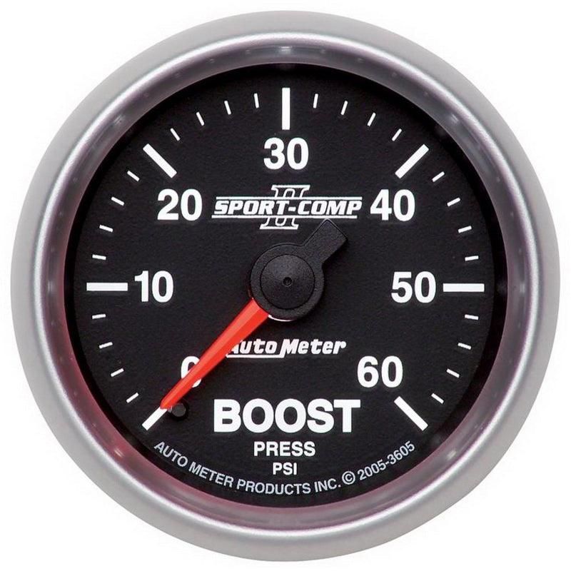 AutoMeter 3605 - ATM3605 - Autometer Sport-Comp II Mechanical 52mm 0-60 PSI Mechanical Boost Gauge - Shipped in Europe - Tuningsupply.com