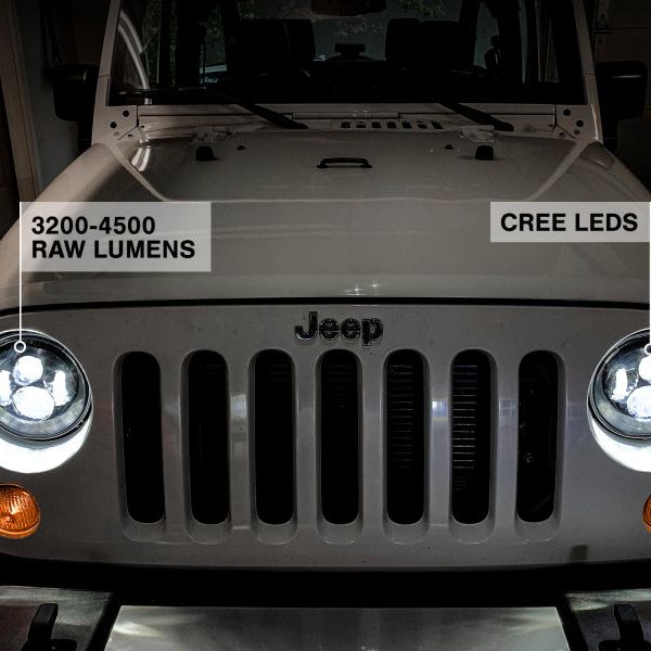 Raxiom J108042 - RAXJ108042 - Raxiom 97-18 Jeep Wrangler TJ/JK Axial Series LED Daymaker Headlights- Black Housing (Clear Lens) - Shipped in Europe - Tuningsupply.com