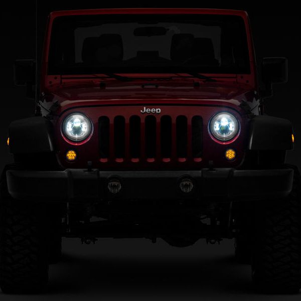 Raxiom J108043 - RAXJ108043 - Raxiom 97-18 Jeep Wrangler TJ/JK Axial Series LED Daymaker Headlights- Chrome Housing (Clear Lens) - Shipped in Europe - Tuningsupply.com