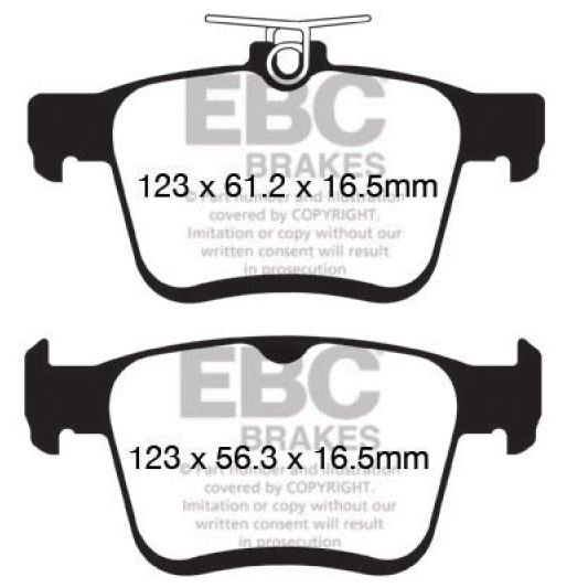 EBC DP22153 - EBCDP22153 - EBC 14+ Audi A3 1.8 Turbo (w/Electronic Parking Brake) Greenstuff Rear Brake Pads - Shipped in Europe - Tuningsupply.com