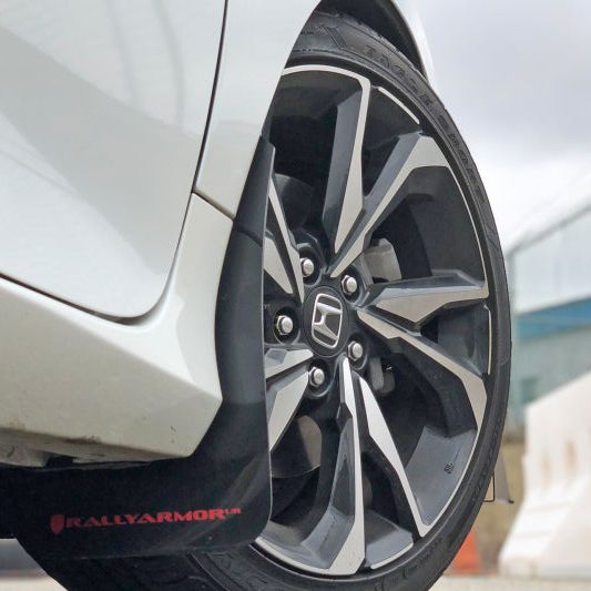 Rally Armor MF50-UR-BLK/DGRY - RALMF50-UR-BLK/DGRY - Rally Armor 16-21 Honda Civic Si Black UR Mud Flap w/Dark Grey Logo - Shipped in Europe - Tuningsupply.com