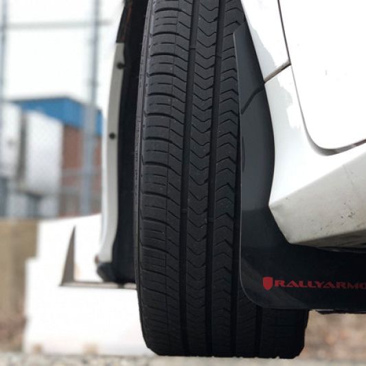 Rally Armor MF50-UR-BLK/WH - RALMF50-UR-BLK/WH - Rally Armor 16-21 Honda Civic Si Black UR Mud Flap w/White Logo - Shipped in Europe - Tuningsupply.com