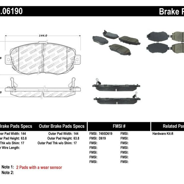Stoptech 309.06190 - STO309.06190 - StopTech Performance 00-05 Lexus IS 250/300/350 / 02-09 SC 300/400/430 Front Brake Pads - Shipped in Europe - Tuningsupply.com
