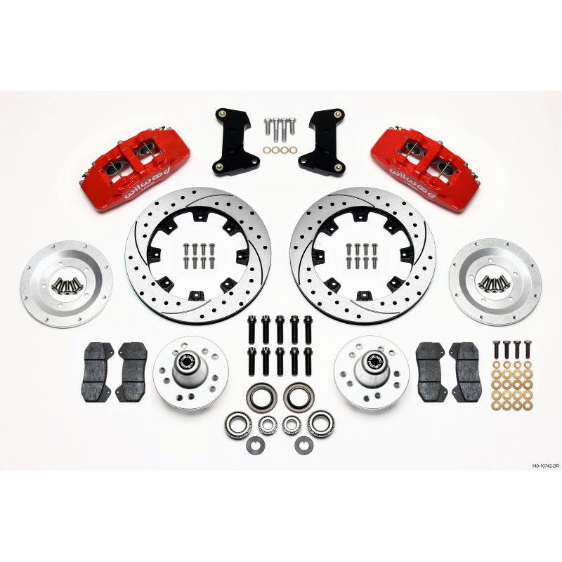 Wilwood 140-10742-DR - WIL140-10742-DR - Wilwood Dynapro 6 Front Hub Kit 12.19in Drilled Red 74-80 Pinto/Mustang II Disc Spindle only - Shipped in Europe - Tuningsupply.com