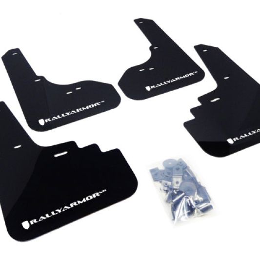 Rally Armor MF4-UR-BLK/WH - RALMF4-UR-BLK/WH - Rally Armor 05-09 Subaru Legacy / Outback Black UR Mud Flap w/White Logo - Shipped in Europe - Tuningsupply.com