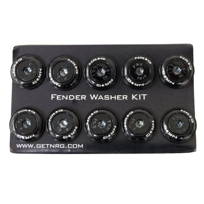 NRG FW-150BK - NRGFW-150BK - NRG Fender Washer Kit w/Color Matched M6 Bolt Rivets For Plastic (Black) - Set of 10 - Shipped in Europe - Tuningsupply.com