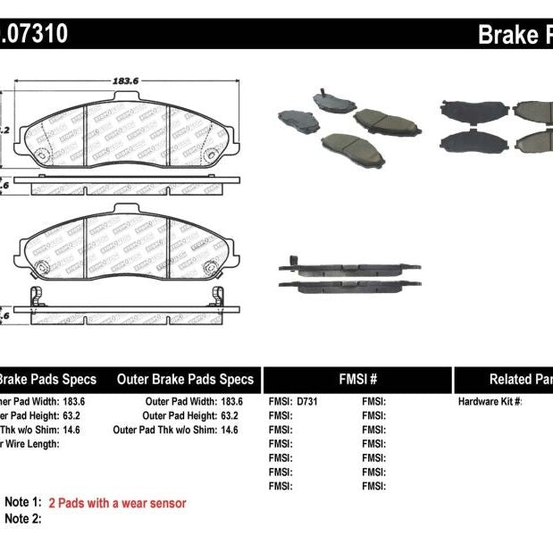 Stoptech 309.07310 - STO309.07310 - StopTech Performance 04-08 Cadillac XLR/XLR-V / 97-10 Corvette / 05-06 Pontiac GTO Front Brake Pads - Shipped in Europe - Tuningsupply.com