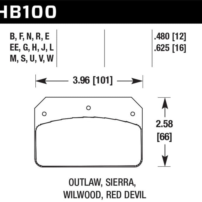 Hawk Performance KHB100B.480 - HAWKHB100B.480 - Hawk Wilwood DL/Outlaw/Sierra 12mm HPS 5.0 Street Brake Pads - Shipped in Europe - Tuningsupply.com
