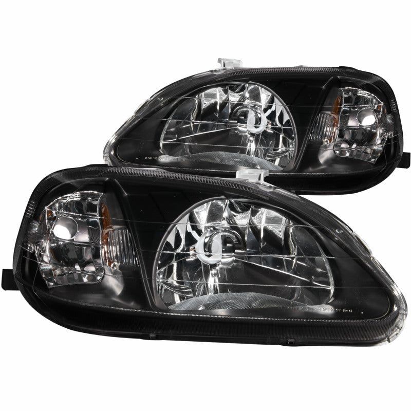 ANZO 121070 - ANZ121070 - ANZO 1999-2000 Honda Civic Crystal Headlights Black - Shipped in Europe - Tuningsupply.com