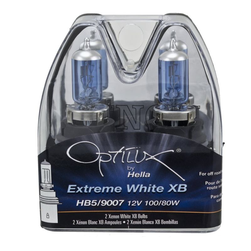 Hella LAH71070387 - HELLAH71070387 - Hella Optilux XB White Halogen Bulbs HB5 9007 12V 100/80W (2 pack) - Shipped in Europe - Tuningsupply.com