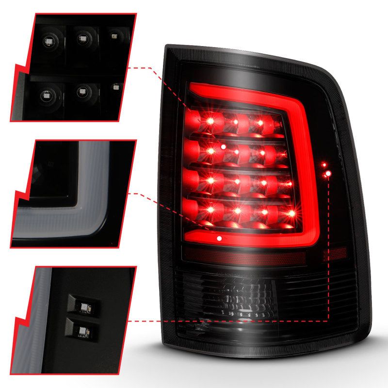 ANZO 311319 - ANZ311319 - ANZO 2009-2018 Dodge Ram 1500 LED Taillight Plank Style Black w/Smoke Lens - Shipped in Europe - Tuningsupply.com