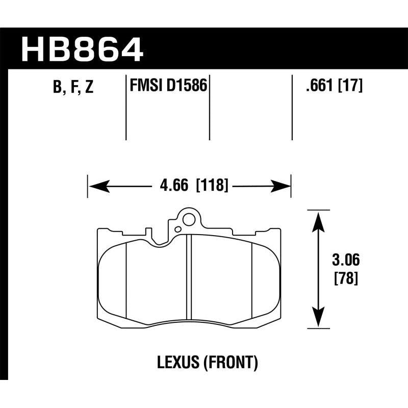 Hawk Performance KHB864F.661 - HAWKHB864F.661 - Hawk 13-17 Lexus GS350/GS350 F Sport / 12-17 Lexus IS350 HPS Street Front Brake Pads - Shipped in Europe - Tuningsupply.com