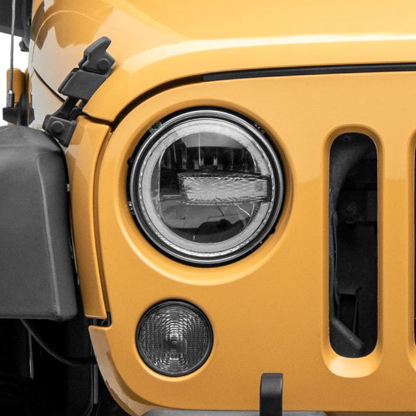 Raxiom J155018 - RAXJ155018 - Raxiom 97-18 Jeep Wrangler TJ/JK 7-Inch LED Headlights w/ Halos- Black Housing (Clear Lens) - Shipped in Europe - Tuningsupply.com