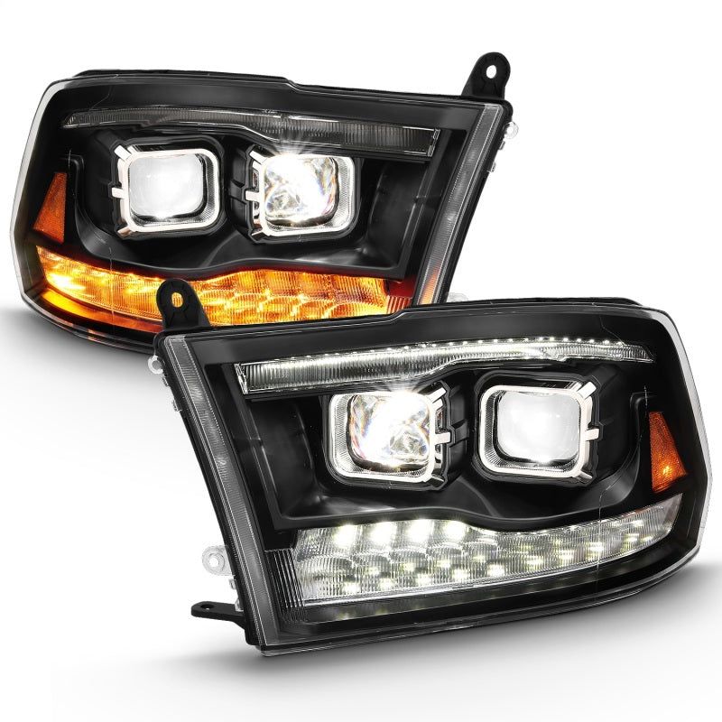ANZO 111464 - ANZ111464 - ANZO 2009-2018 Dodge Ram 1500 Led Projector Plank Style Switchback H.L Halo Black Amber (OE Style) - Shipped in Europe - Tuningsupply.com