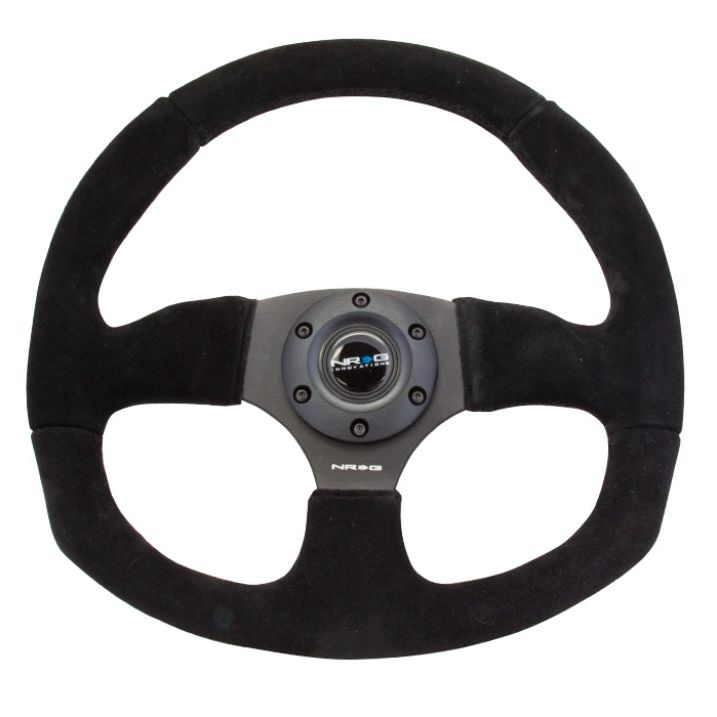 NRG RST-009S - NRGRST-009S - NRG Reinforced Steering Wheel (320mm Horizontal / 330mm Vertical) Black Suede w/Black Stitching - Shipped in Europe - Tuningsupply.com