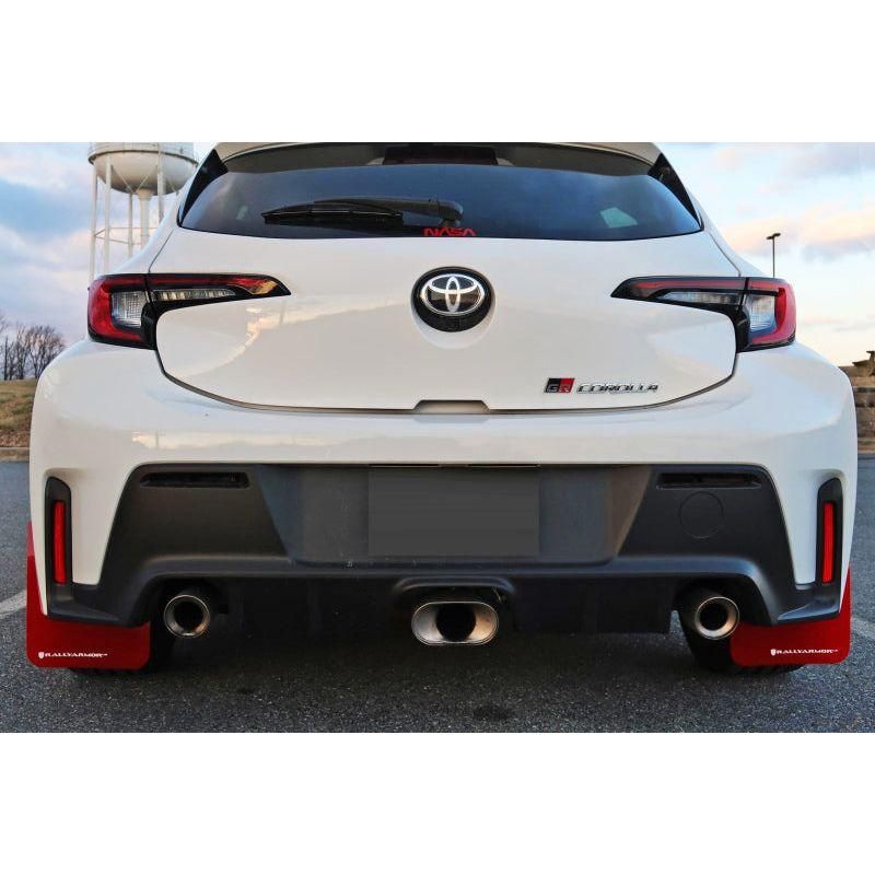 Rally Armor MF89-UR-RD-WH - RALMF89-UR-RD-WH - Rally Armor 23-25 Toyota GR Corolla Red UR Mud Flap w/White Logo - Shipped in Europe - Tuningsupply.com