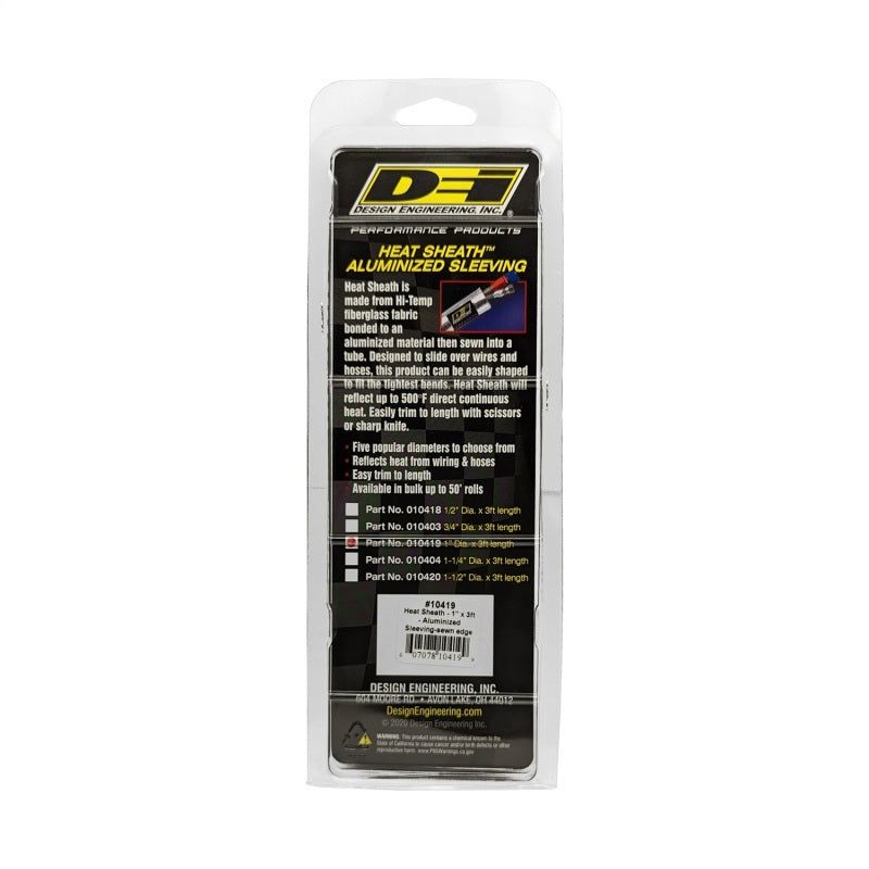 DEI 10419 - DEI10419 - DEI Heat Sheath 1in x 3ft - Aluminized Sleeving - Sewn Edge - Shipped in Europe - Tuningsupply.com