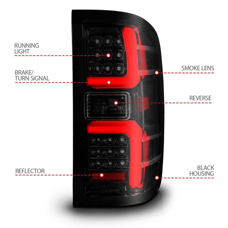 ANZO 311451 - ANZ311451 - ANZO 15-19 Chevrolet Silverado 2500 HD/3500 HD LED Taillight w/ Sequential Black Housing/Smoke Lens - Shipped in Europe - Tuningsupply.com