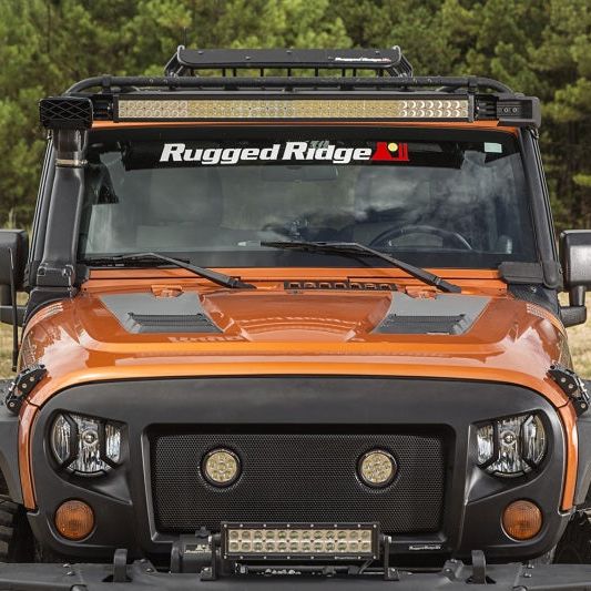 Rugged Ridge 11232.50 - RUG11232.50 - Rugged Ridge 07-18 Jeep Wrangler JK Elite Fast Track Windshield Light Bar Mount w/ Crossbar - Shipped in Europe - Tuningsupply.com