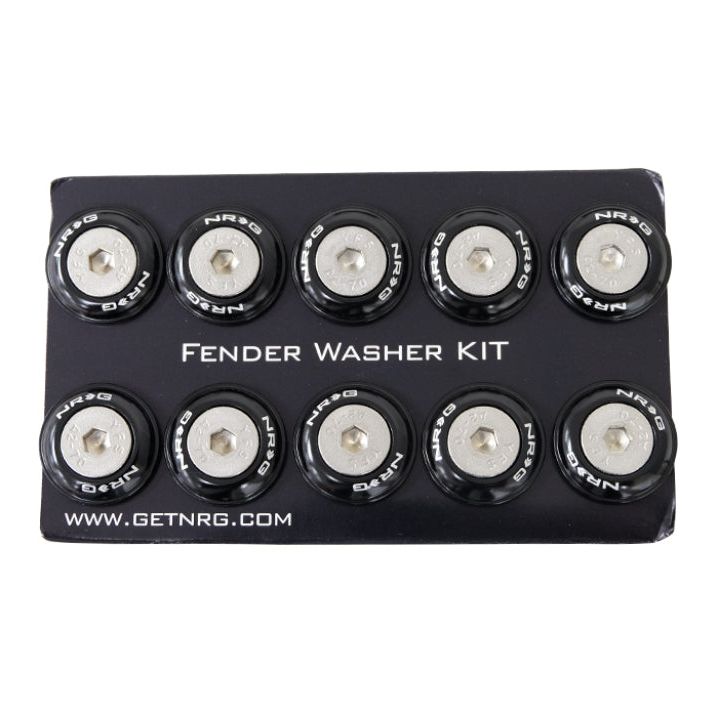 NRG FW-100BK - NRGFW-100BK - NRG Fender Washer Kit w/Rivets For Plastic (Black) - Set of 10 - Shipped in Europe - Tuningsupply.com