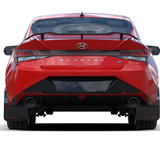 Rally Armor MF79-UR-BLK-WH - RALMF79-UR-BLK-WH - Rally Armor 22-23 Hyundai Elantra N & N Line Black UR Mud Flap w/White Logo - Shipped in Europe - Tuningsupply.com