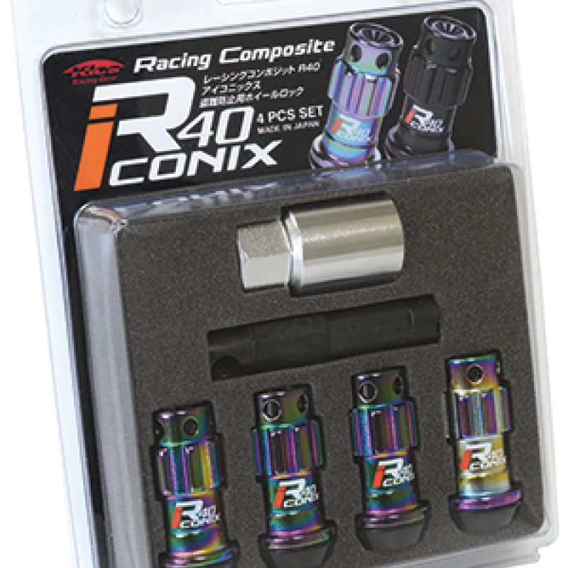 Project Kics WYIF43NK - PJKWYIF43NK - Project Kics 12X1.25 R40 Iconix Neochrome Lug Nut Lock Set - 4 - Shipped in Europe - Tuningsupply.com