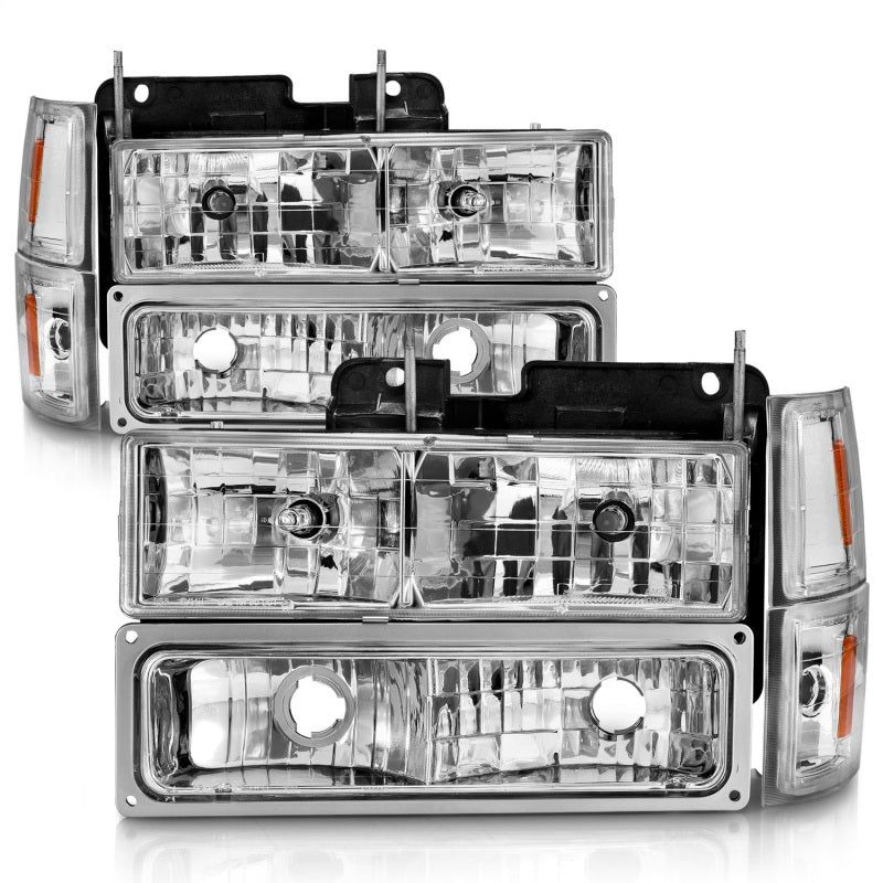 ANZO 111506 - ANZ111506 - ANZO 88-98 Chevrolet C1500 Crystal Headlights Chrome w/ Signal and Side Marker Lights - Shipped in Europe - Tuningsupply.com