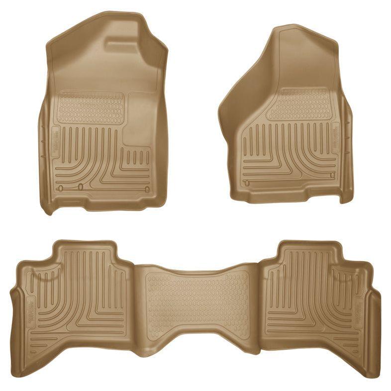 Husky Liners 98033 - HSL98033 - Husky Liners 03-08 Dodge Ram 1500/2500/3500 Quad Cab WeatherBeater Combo Tan Floor Liners - Shipped in Europe - Tuningsupply.com