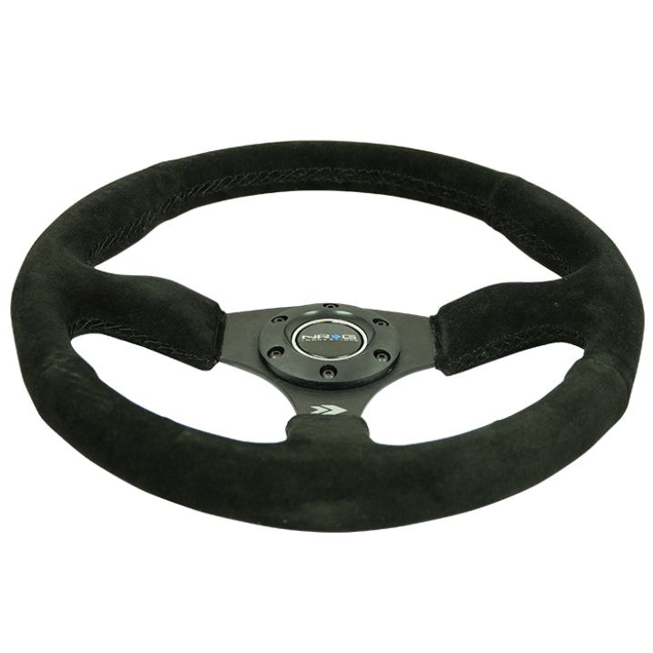NRG RST-023MB-S - NRGRST-023MB-S - NRG Reinforced Steering Wheel (350mm / 2.5in. Deep) Blk Suede Comfort Grip w/5mm Matte Blk Spokes - Shipped in Europe - Tuningsupply.com