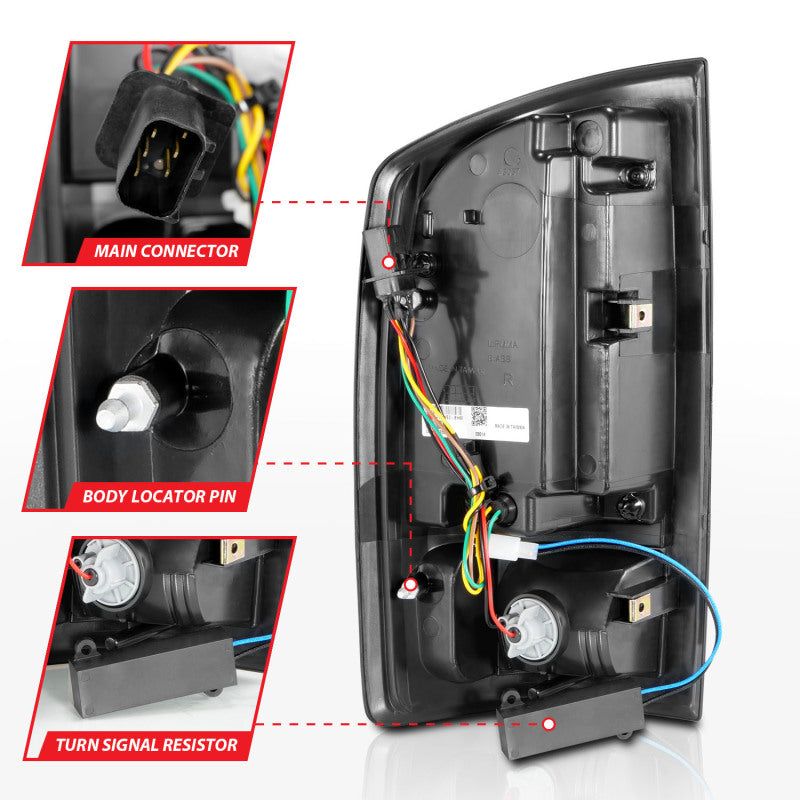 ANZO 311368 - ANZ311368 - ANZO 2002-2006 Dodge Ram 1500 LED Tail Lights w/ Light Bar Black Housing Clear Lens - Shipped in Europe - Tuningsupply.com