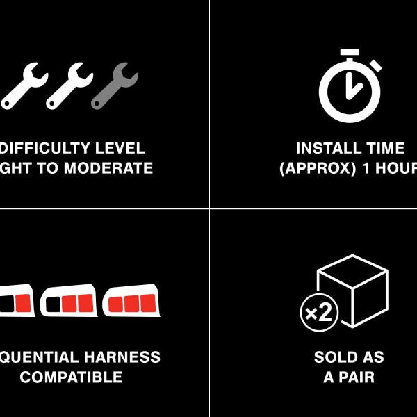 Raxiom 100807 - RAX100807 - Raxiom 99-04 Ford Mustang Excluding 99-01 Cobra Icon LED Tail Lights- Black Housing (Smoked Lens) - Shipped in Europe - Tuningsupply.com