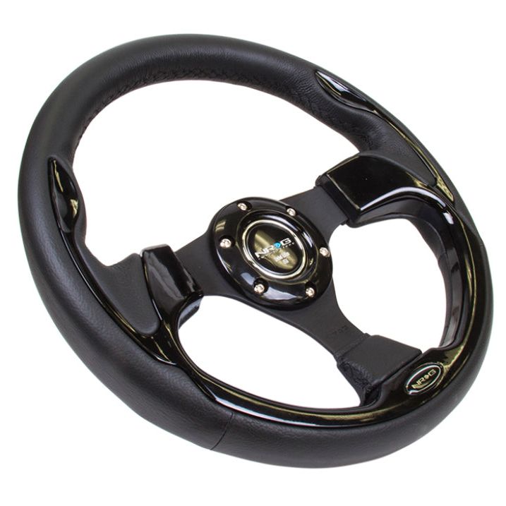 NRG RST-001BK - NRGRST-001BK - NRG Reinforced Steering Wheel (320mm) Blk w/Gloss Black Trim - Shipped in Europe - Tuningsupply.com