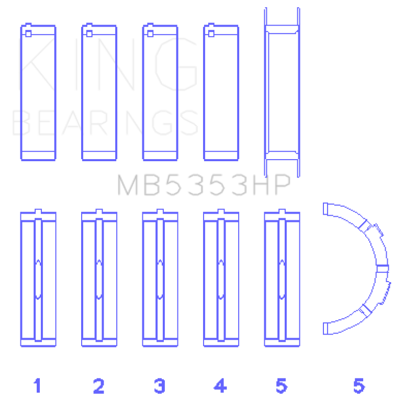 King Engine Bearings GMB5353HP - KINGMB5353HP - King Engine Bearings Ford 281 4.6L SOHC 16V Performance Main Bearing Set - Size STD - Shipped in Europe - Tuningsupply.com