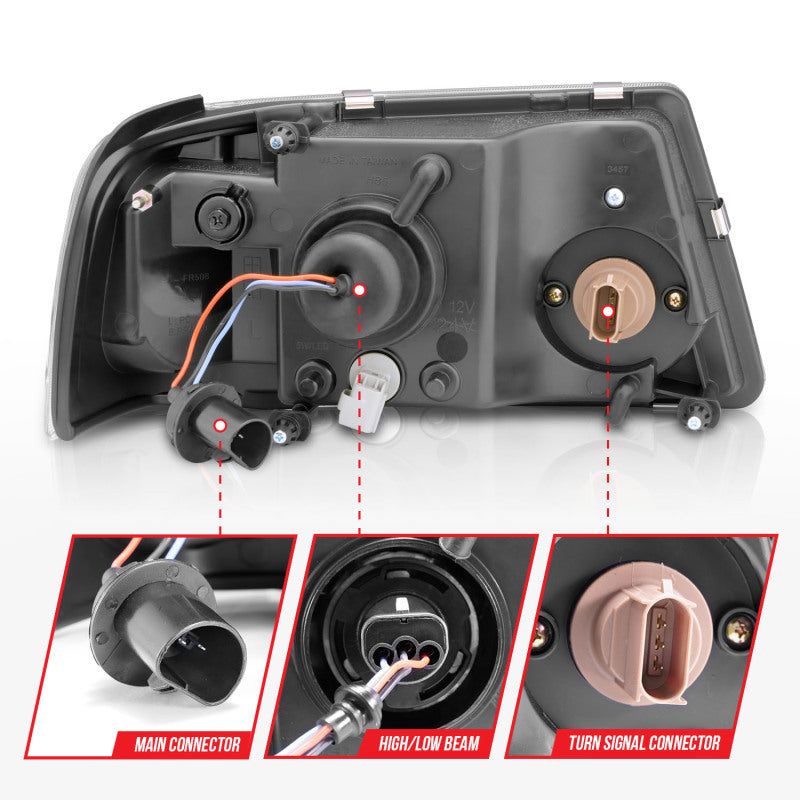 ANZO 111512 - ANZ111512 - ANZO 2001-2011 Ford Ranger Crystal Headlights w/ Light Bar Chrome Housing - Shipped in Europe - Tuningsupply.com