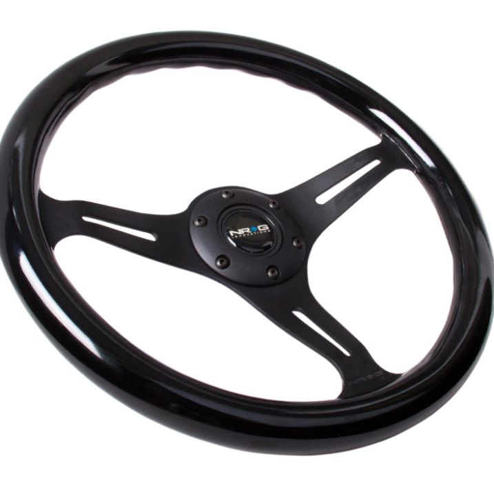 NRG ST-015BK-BK - NRGST-015BK-BK - NRG Classic Wood Grain Steering Wheel (350mm) Black Paint Grip w/Black 3-Spoke Center - Shipped in Europe - Tuningsupply.com