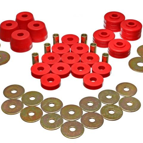 Energy Suspension 5.4102R - ENG5.4102R - Energy Suspension Body Mount Bushing Sets - Red - Shipped in Europe - Tuningsupply.com