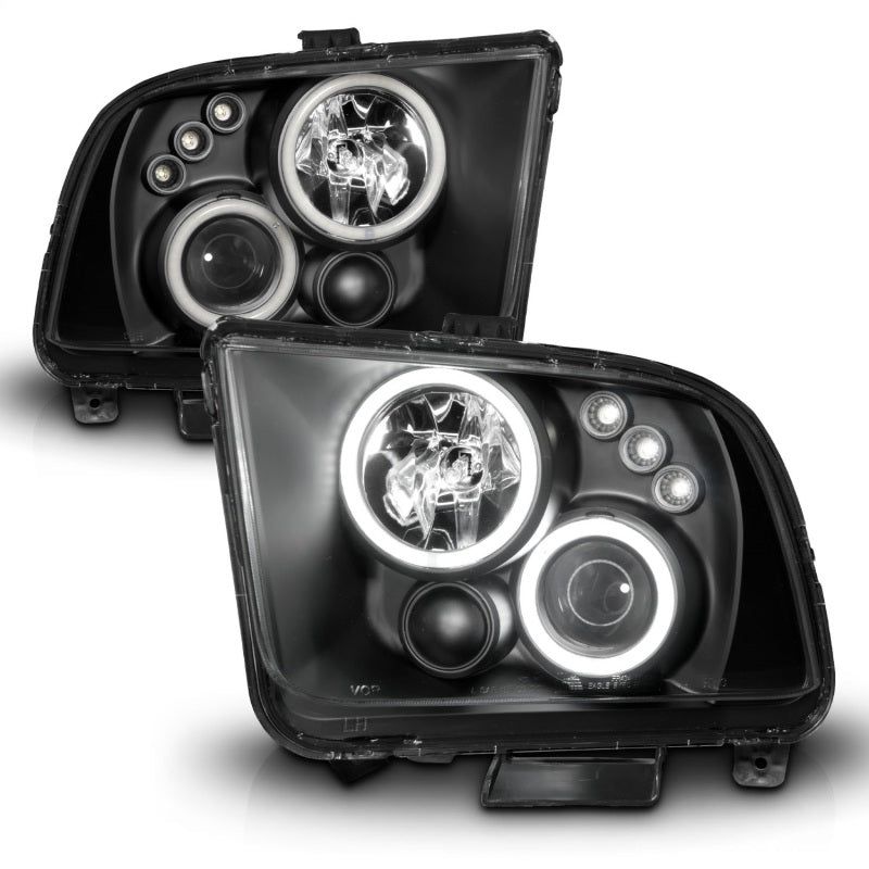ANZO 121166 - ANZ121166 - ANZO 2005-2009 Ford Mustang Projector Headlights w/ Halo Black - Shipped in Europe - Tuningsupply.com
