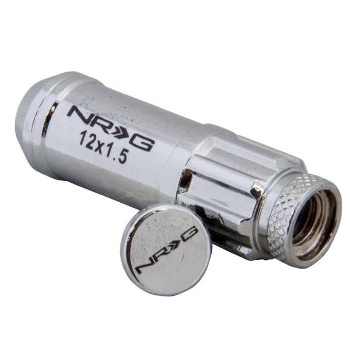 NRG LN-LS700SL-21 - NRGLN-LS700SL-21 - NRG 700 Series M12 X 1.5 Steel Lug Nut w/Dust Cap Cover Set 21 Pc w/Locks & Lock Socket - Silver - Shipped in Europe - Tuningsupply.com