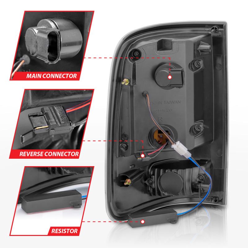 ANZO 311343 - ANZ311343 - ANZO 2004-2006 Ford F-150 LED Tail Lights w/ Light Bar Black Housing Smoke Lens - Shipped in Europe - Tuningsupply.com