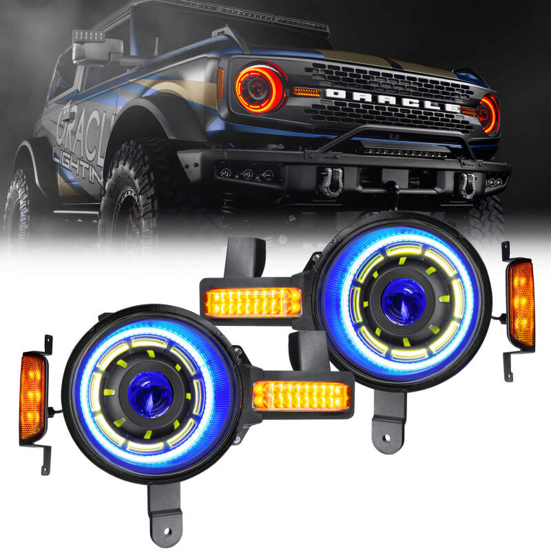 Oracle 2021+ Ford Bronco Oculus Bi-LED Projector Headlights - ColorSHIFT LED SEE WARRANTY-tuningsupply.com