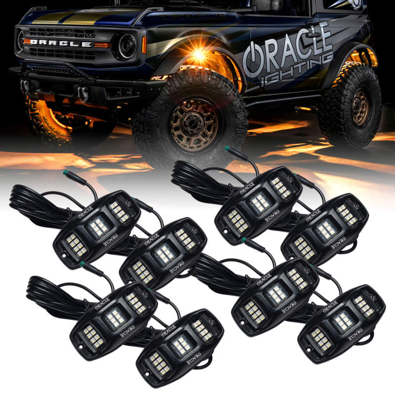 Oracle Underbody RGB+W Wheel Well Rock Light Kit - 8 PCS - ColorSHIFT SEE WARRANTY-tuningsupply.com