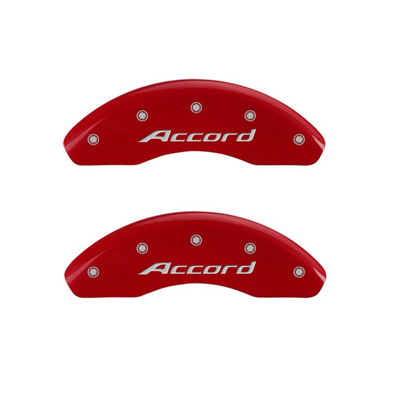 MGP 4 Caliper Covers Engraved Front Accord Engraved Rear Accord Red finish silver ch-Caliper Covers-MGP-MGP20207SACCRD-SMINKpower Performance Parts