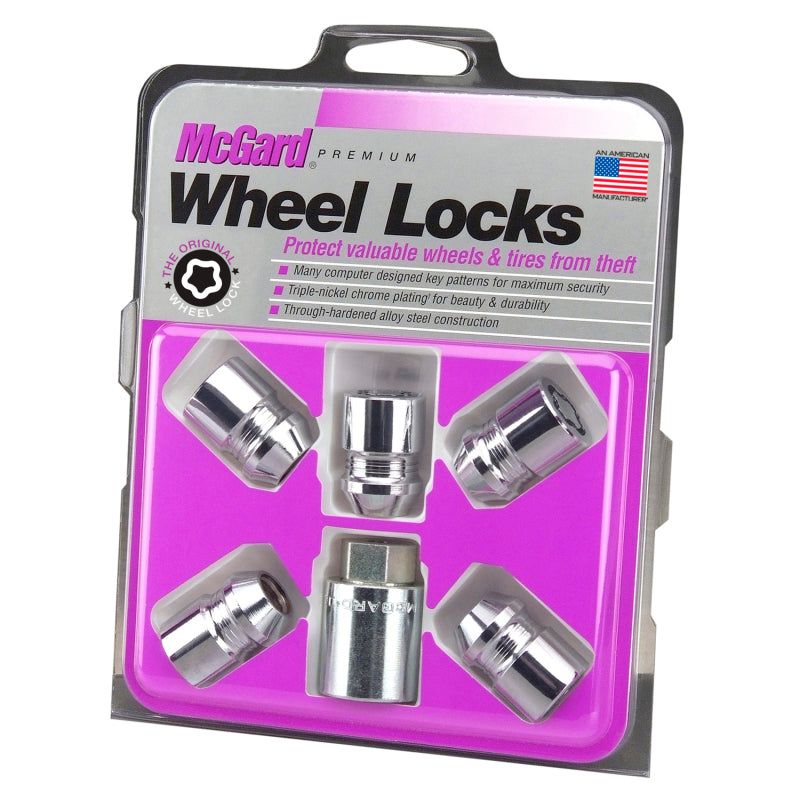 McGard Wheel Lock Nut Set - 5pk. (Cone Seat) M12X1.5 / 13/16 Hex / 1.28in. Length - Chrome-tuningsupply.com