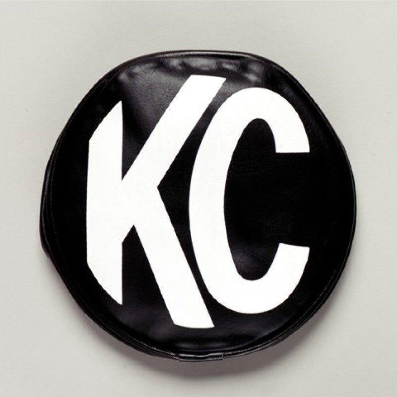 KC HiLiTES 8in. Round Soft Cover (Pair) - Black w/White KC Logo-tuningsupply.com