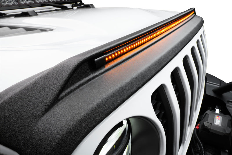 AVS 2018-2019 Jeep Wrangler (JL) Aeroskin Low Profile Hood Shield w/ Lights - Black-tuningsupply.com