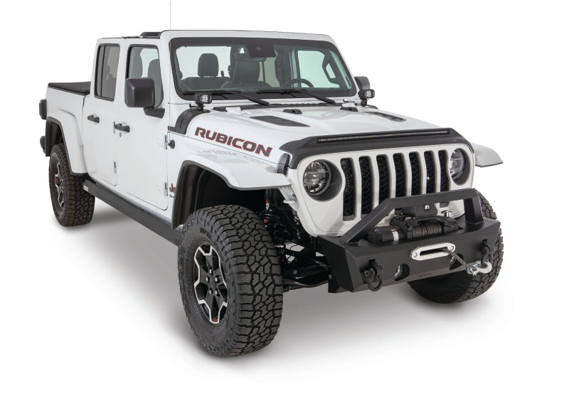 AVS 2018-2019 Jeep Wrangler (JL) Aeroskin Low Profile Hood Shield w/ Lights - Black-tuningsupply.com